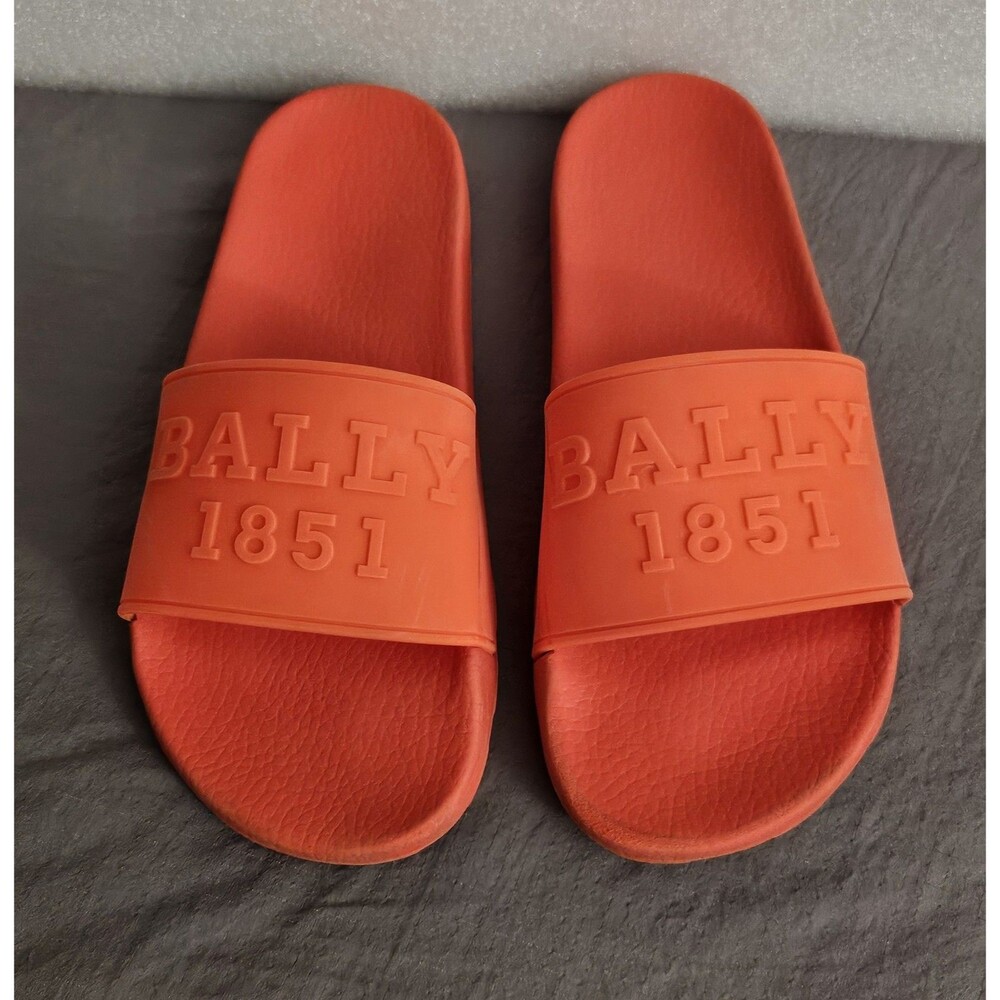 Bally 1851 Orange Arancio Rubber Sandal Slides Slippers Size 9 Neon Pool Beach